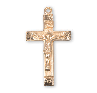 1-inch Gold Over Sterling Silver Crucifix with 18-inch Chain