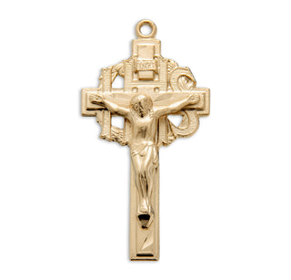 1 3/8-inch Gold Over Sterling Silver Crucifix with 24-inch Chain