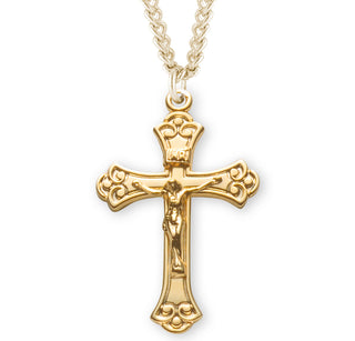 1 1 8 Inch Gold Over Sterling Silver Crucifix With 18 Inch Chain 2