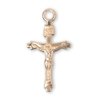 7/8-inch Gold Over Sterling Silver Crucifix with 18-inch Chain
