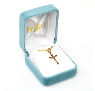 7/8-inch Gold Over Sterling Silver Crucifix with 18-inch Chain