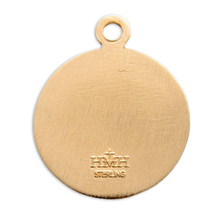 Patron Saint Anthony Round Gold Over Sterling Silver Medal