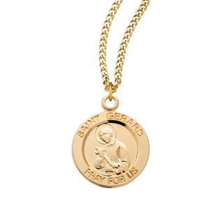 Patron Saint Gerard Round Gold Over Sterling Silver Medal
