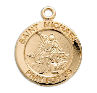 Gold over Sterling Silver Round Shaped St. Michael Medal
