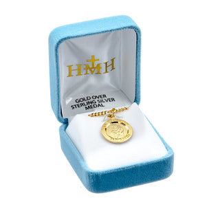 Gold over Sterling Silver Round Shaped St. Anthony Medal