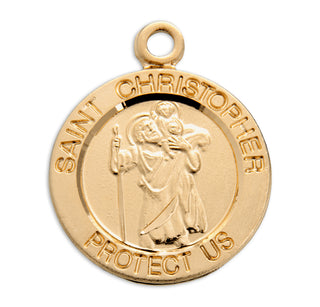 Gold over Sterling Silver Round Shaped St. Christopher Medal