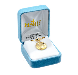 Gold over Sterling Silver Round Shaped St. Gerard Medal