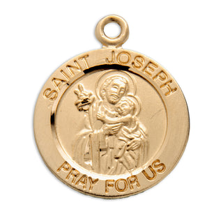 Gold over Sterling Silver Round Shaped St. Joseph Medal