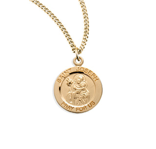 Gold Over Sterling Silver Round Shaped St Joseph Medal 1