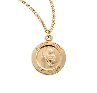 Gold Over Sterling Silver Round Shaped St Jude Medal 1