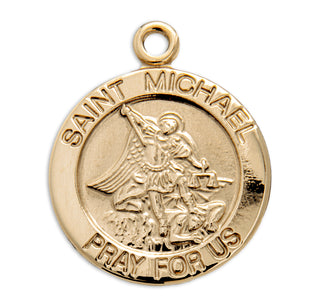 Gold Over Sterling Silver Round St. Michael Medal