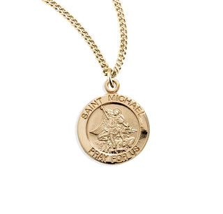 Gold Over Sterling Silver Round St Michael Medal 1