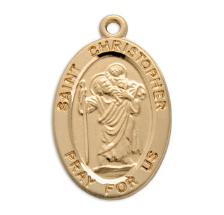 Gold over Sterling Silver Oval St. Christopher Medal
