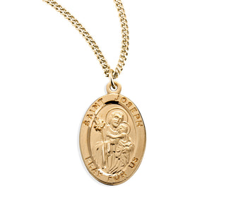 7 8 Inch Oval Gold Over Sterling Silver St Joseph Medal With 20 Inch Chain