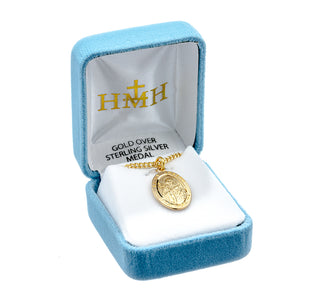 7/8-inch Oval Gold Over Sterling Silver St. Joseph Medal with 20-inch Chain