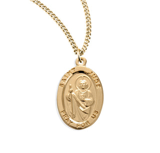 7 8 Inch Oval Gold Over Sterling Silver St Jude Medal With 20 Inch Chain