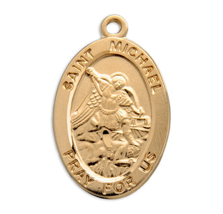 Gold over Sterling Silver Oval St. Michael Medal