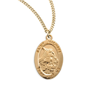 Gold Over Sterling Silver Oval St Michael Medal