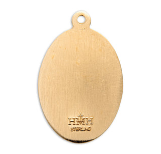 7/8-inch Oval Gold Over Sterling Silver St. Patrick Medal with 20-inch Chain