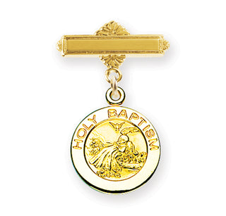 Gold Over Sterling Silver Baby Holy Baptism Shell Pin