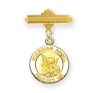 Gold Over Sterling Silver Baby Guardian Angel Pin