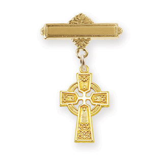 Gold Over Sterling Silver Baby Celtic Cross Pin