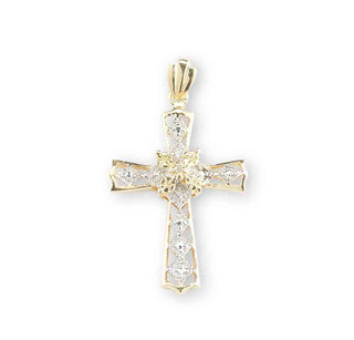 1-inch Gold Over Sterling Silver Crystal Zircon Cross Pendant with 18-inch Chain