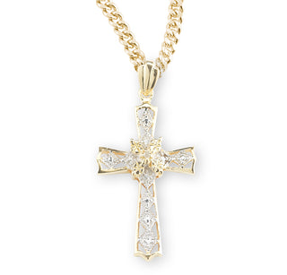 1 Inch Gold Over Sterling Silver Crystal Zircon Cross Pendant With 18 Inch Chain 1