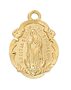 Gold-tone plated Pewter Guadalupe Pendant