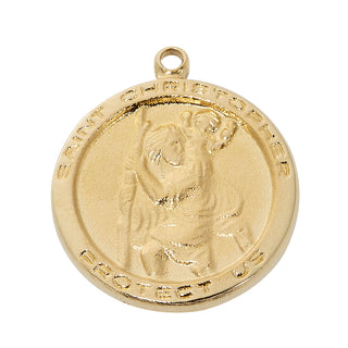 Gold Tone-plated Pewter Saint Christopher Pendant