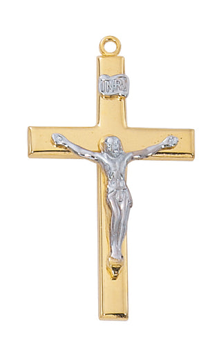 Gold-tone plated Pewter Crucifix Pendant