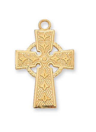 Gold-tone plated Pewter Celtic Crucifix Pendant