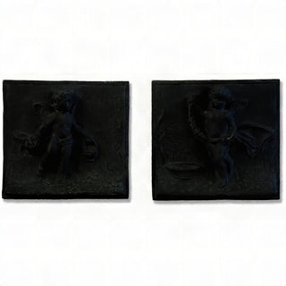 Cherubs of Spring, Set of Two Statue — Flat Black finish