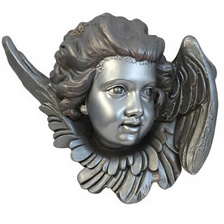 Twin Angels Wall Plaque — Aged Silver finish