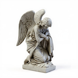 Adoration Angel with Arms Crossed Statue - 28-inch — Antique Stone finish