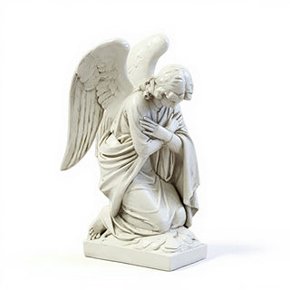Adoration Angel with Arms Crossed Statue - 28-inch — Antique White finish