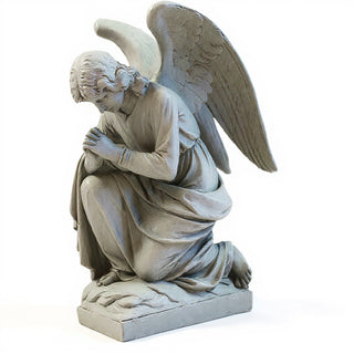 Adoration Angel, Praying Statue - 28-inch — Limestone finish