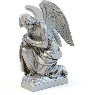 Adoration Angel, Praying Statue - 28-inch — Silver finish