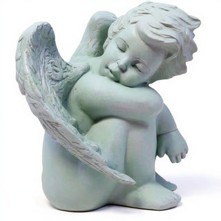 Sweet Dreams Cherub Statue - 10-inch — Mossy Green finish