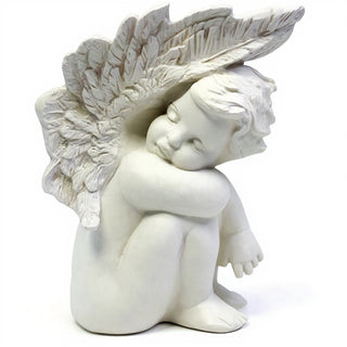 Slumbering Cherub Statue - 11-inch — Antique White finish