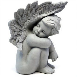 Slumbering Cherub Statue - 11-inch — Limestone finish