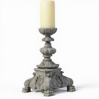 Baroque Candleholder, Short - 13-inch — Antique Stone finish