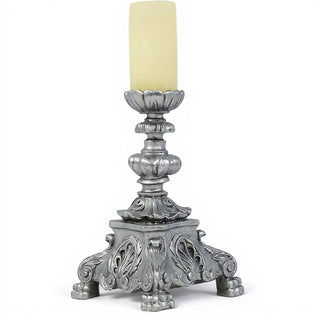 Baroque Candleholder, Short - 13-inch — Antique Silver finish