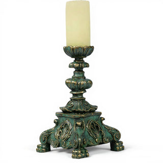 Baroque Candleholder, Short - 13-inch — Green Bronze finish