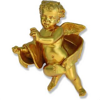 Tapestry Cherub - Left Statue - 12-inch — Deep Gold finish