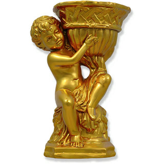 French Cherub Urn Planter - 12.5-inch — Deep Gold finish