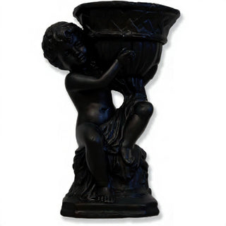 French Cherub Urn Planter - 12.5-inch — Flat Black finish