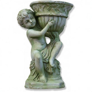French Cherub Urn Planter - 12.5-inch — Mossy Green finish