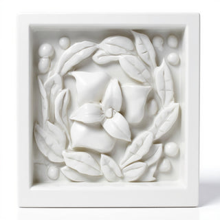 Carnation Remnant with Frame Wall Plaque - 15.75-inch — Flat White finish