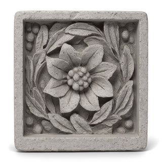 Daisy Remnant with Frame Wall Plaque - 15.75-inch — Limestone finish